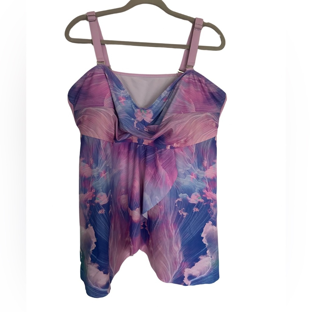 Cacique‎ 22W Top Swimsuit – Pastel Cloud Print, Plus Size Swimwear
